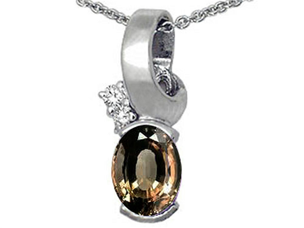 Tommaso Design™ Oval 8x6 mm Genuine Smoky Quartz Pendant Necklace