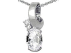 Tommaso Design™ Oval 8x6 mm Genuine White Topaz Pendant Necklace
