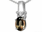 Tommaso Design™ Oval 8x6 mm Genuine Smoky Quartz Pendant Necklace
