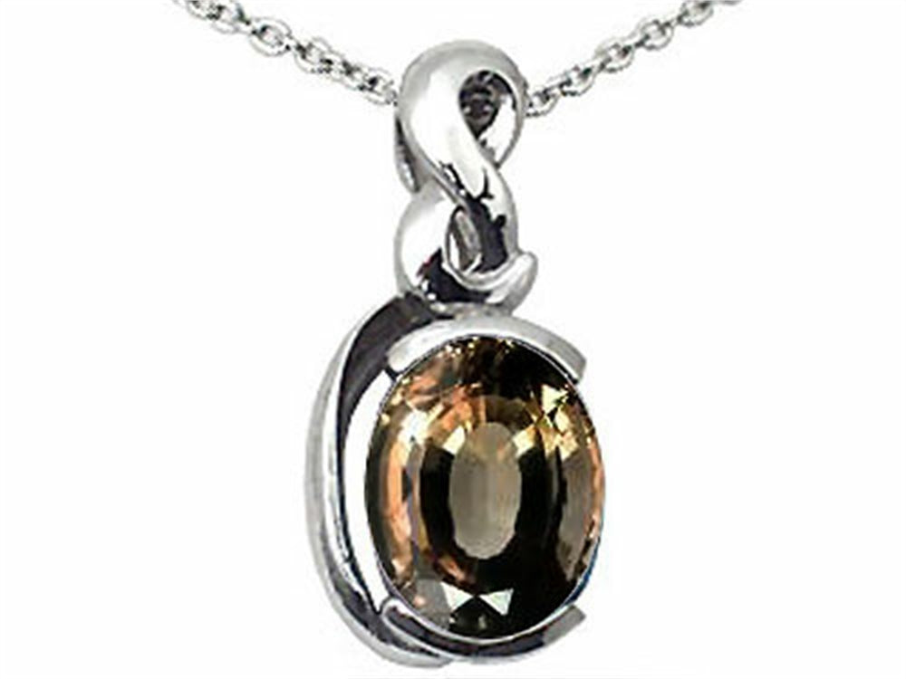 Tommaso Design™ Oval 9x7mm Genuine Smoky Quartz Pendant Necklace