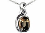 Tommaso Design™ Oval 9x7mm Genuine Smoky Quartz Pendant Necklace