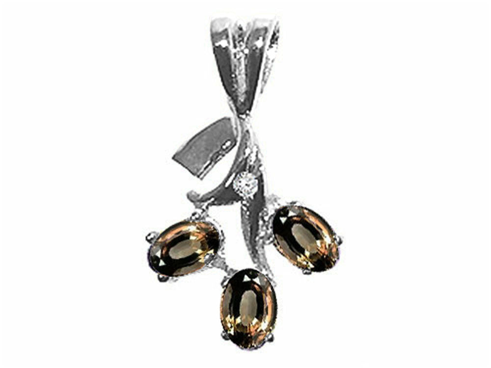 Tommaso Design™ Oval 5x3mm Genuine Smoky Quartz Pendant Necklace