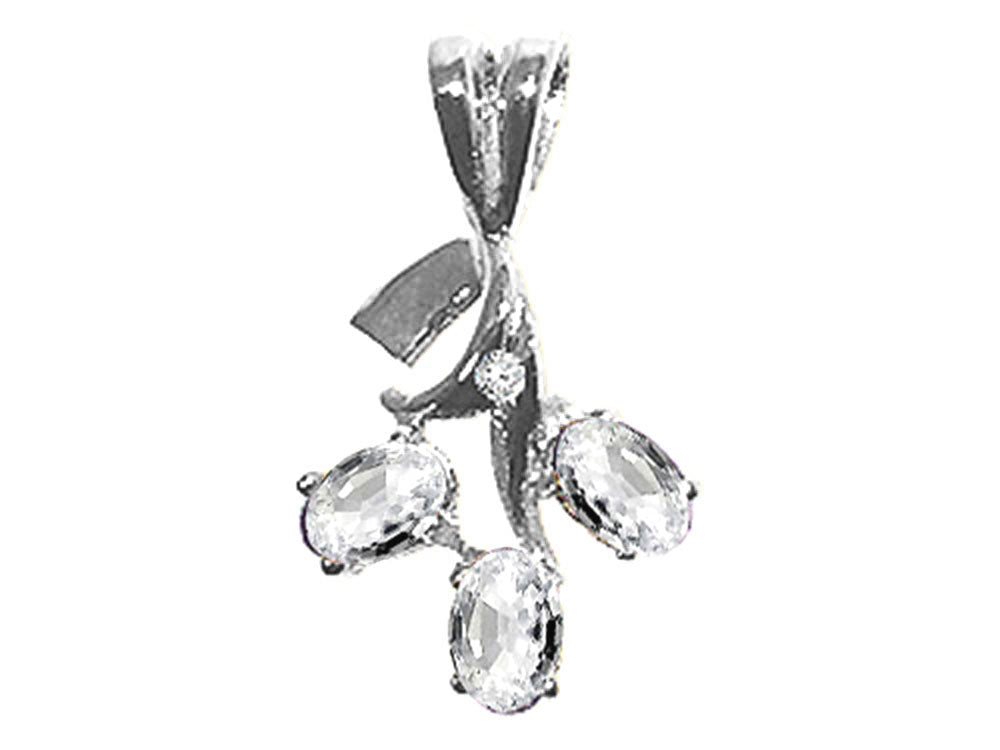 Tommaso Design™ Oval 5x3mm Genuine White Topaz Pendant Necklace