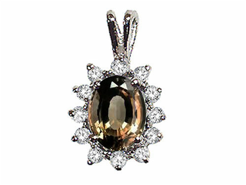 Tommaso Design™ Oval 8x6 mm Genuine Smoky Quartz Pendant Necklace