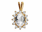 Tommaso Design™ Oval 8x6 mm Genuine White Topaz Pendant Necklace
