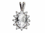 Tommaso Design™ Oval 8x6 mm Genuine White Topaz Pendant Necklace
