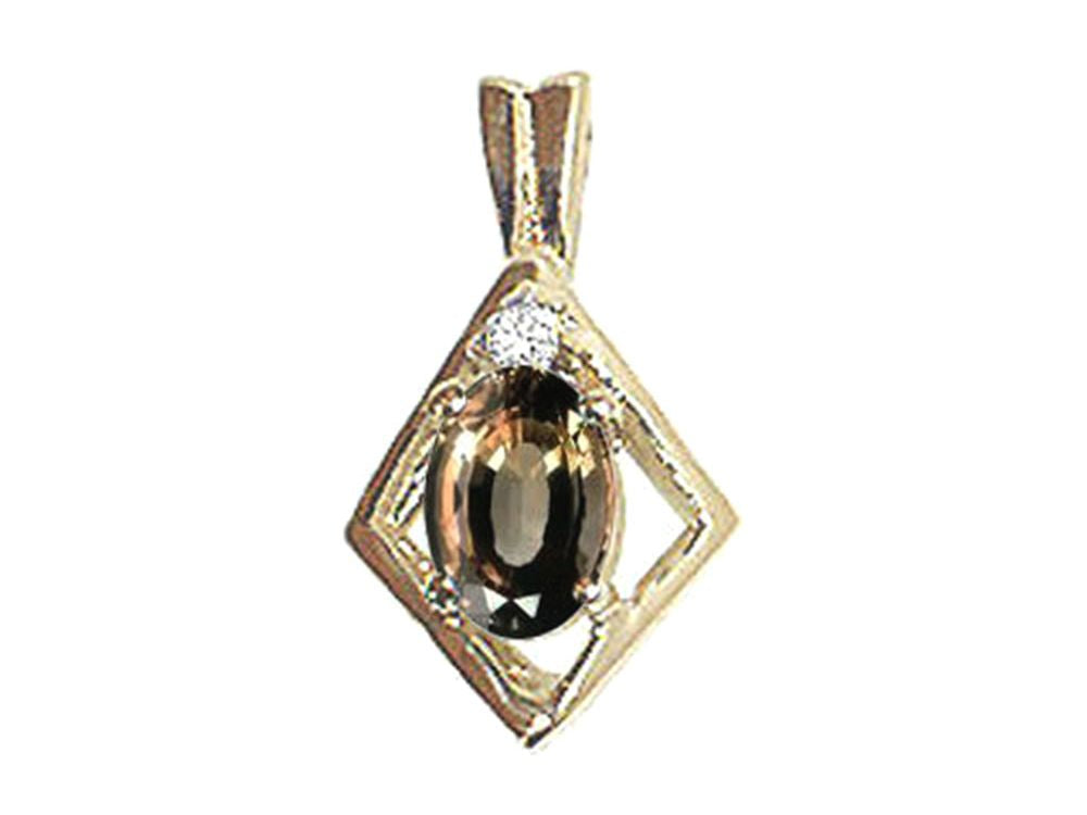Tommaso Design™ Oval 7x5mm Genuine Smoky Quartz Pendant Necklace