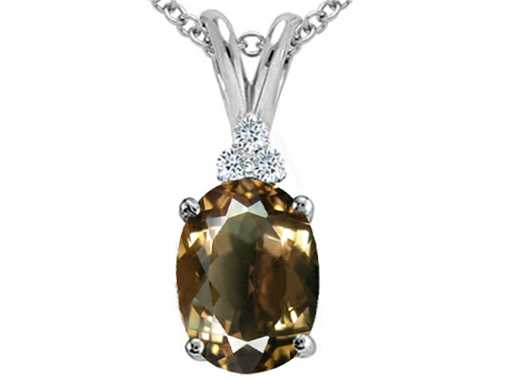 Tommaso Design™ Oval 10x8mm Genuine Smoky Quartz Pendant Necklace