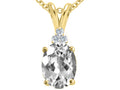 Tommaso Design™ Oval 10x8mm Genuine White Topaz Pendant Necklace