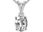 Tommaso Design™ Oval 10x8mm Genuine White Topaz Pendant Necklace