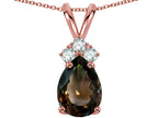 Star K™ Pear Shape 8x6mm Genuine Smoky Quartz Rabbit Ear Pendant Necklace