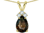Star K™ Pear Shape 8x6mm Genuine Smoky Quartz Rabbit Ear Pendant Necklace
