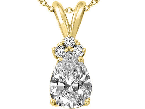 Tommaso Design™ Pear Shape 8x6mm Genuine White Topaz Pendant Necklace