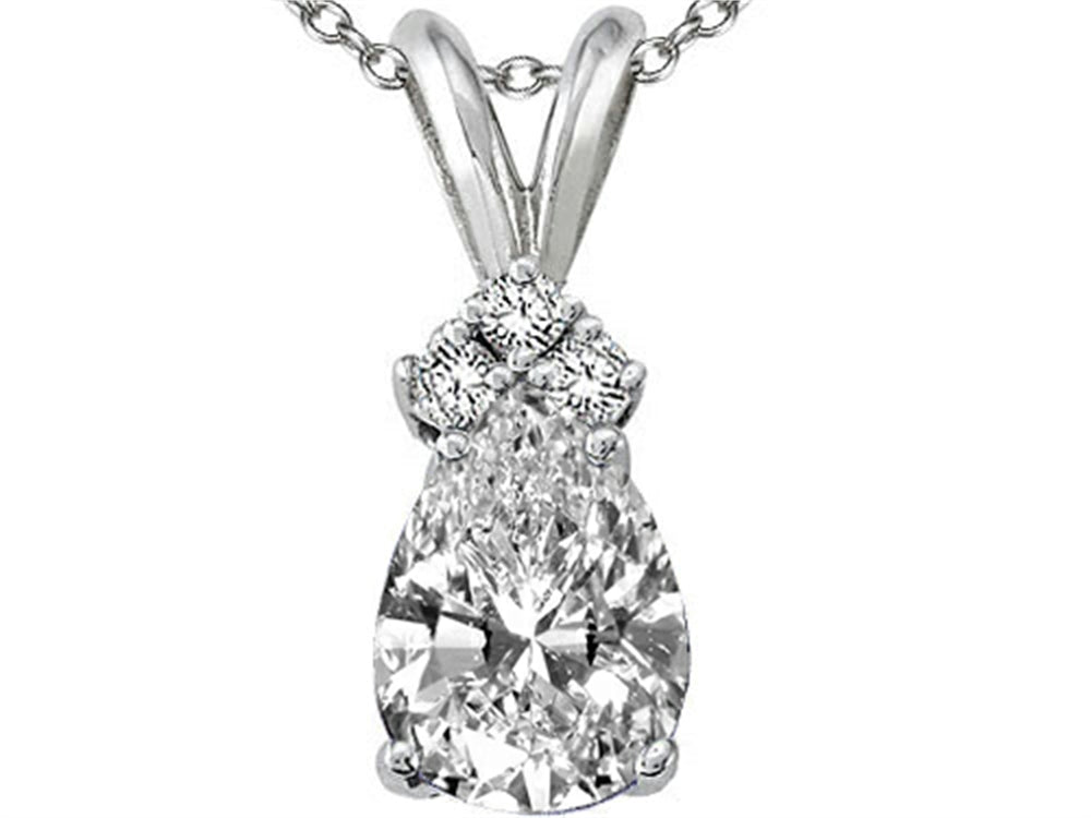 Tommaso Design™ Pear Shape 8x6mm Genuine White Topaz Pendant Necklace