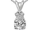 Tommaso Design™ Pear Shape 8x6mm Genuine White Topaz Pendant Necklace
