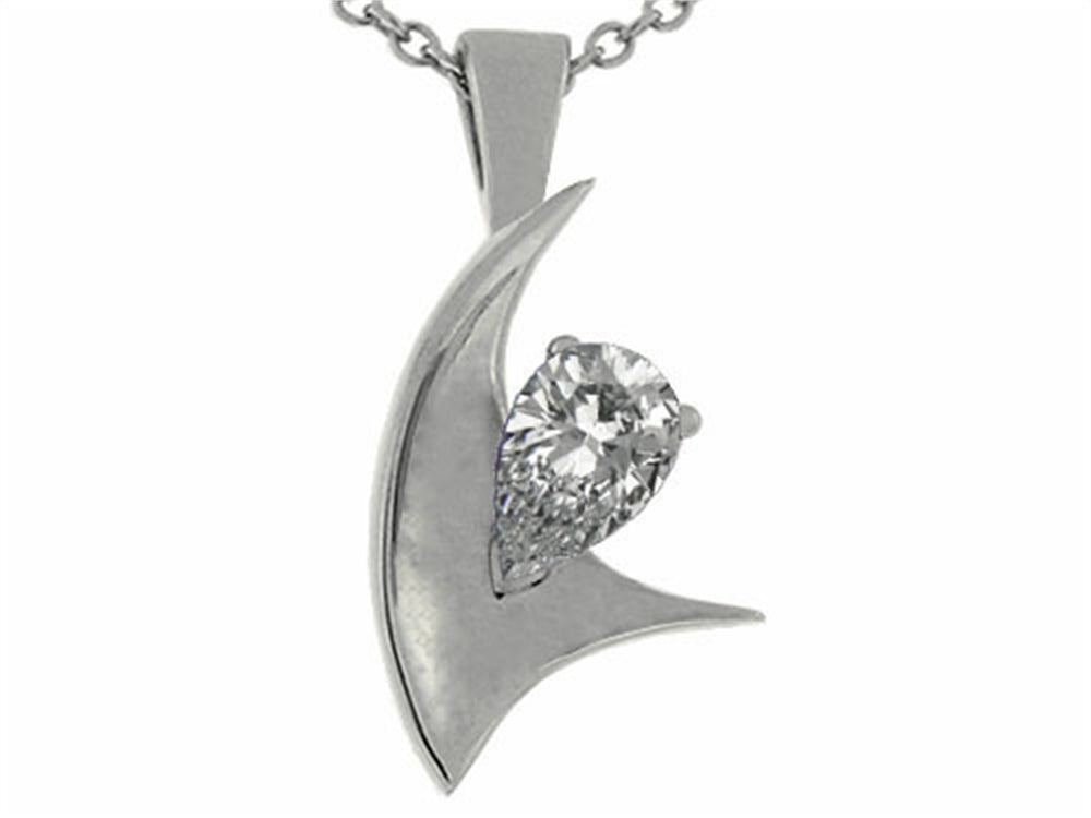 Tommaso Design™ Pear Shape 7x5mm Genuine White Topaz Pendant Necklace