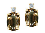 Tommaso Design™ Oval 7x5mm Genuine Smoky Quartz Earrings