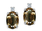Tommaso Design™ Oval 7x5mm Genuine Smoky Quartz Earrings