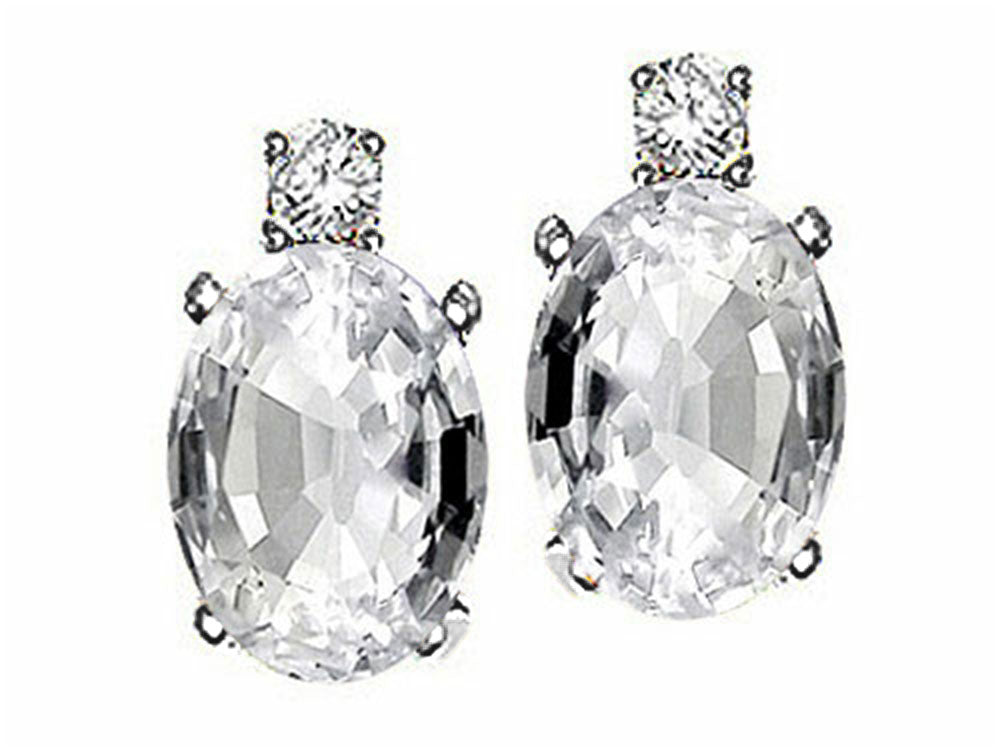 Tommaso Design™ Oval 7x5mm Genuine White Topaz Earrings