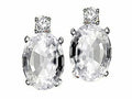 Tommaso Design™ Oval 7x5mm Genuine White Topaz Earrings