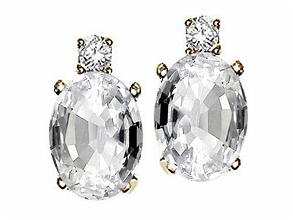 Tommaso Design™ Oval 7x5mm Genuine White Topaz Earrings