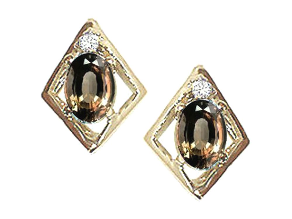 Tommaso Design™ Oval 5x3mm Genuine Smoky Quartz Earrings