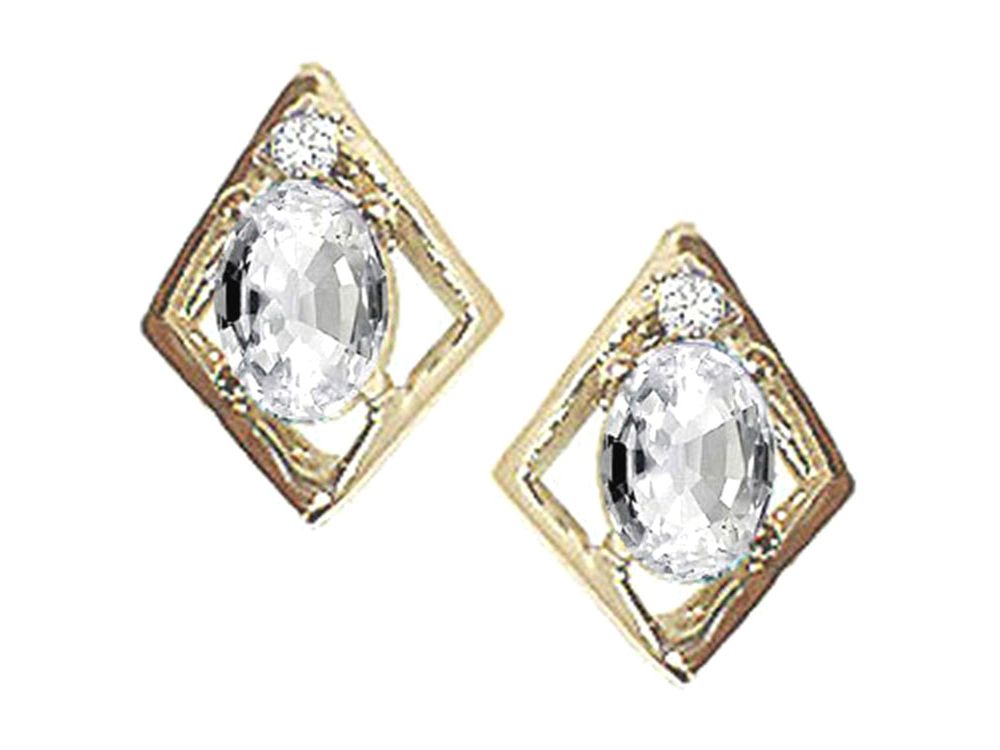 Tommaso Design™ Oval 5x3mm Genuine White Topaz Earrings