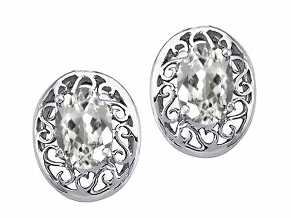 Tommaso Design™ Oval 6x4mm Genuine White Topaz Earrings