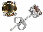 Tommaso Design™ Round 6 mm Genuine Smoky Quartz Earrings Studs