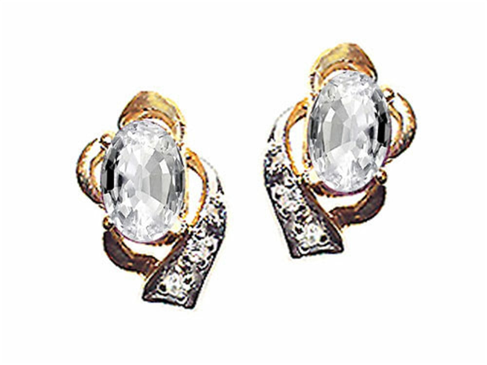 Tommaso Design™ Oval 6x4 mm Genuine White Topaz Earrings