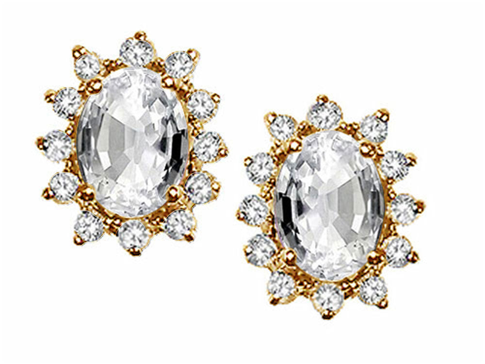 Tommaso Design™ Oval 8x6 mm Genuine White Topaz Earrings