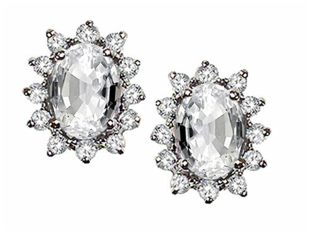 Tommaso Design™ Oval 8x6 mm Genuine White Topaz Earrings