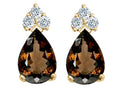 Tommaso Design™ Pear Shape 8x6mm Genuine Smoky Quartz Earrings