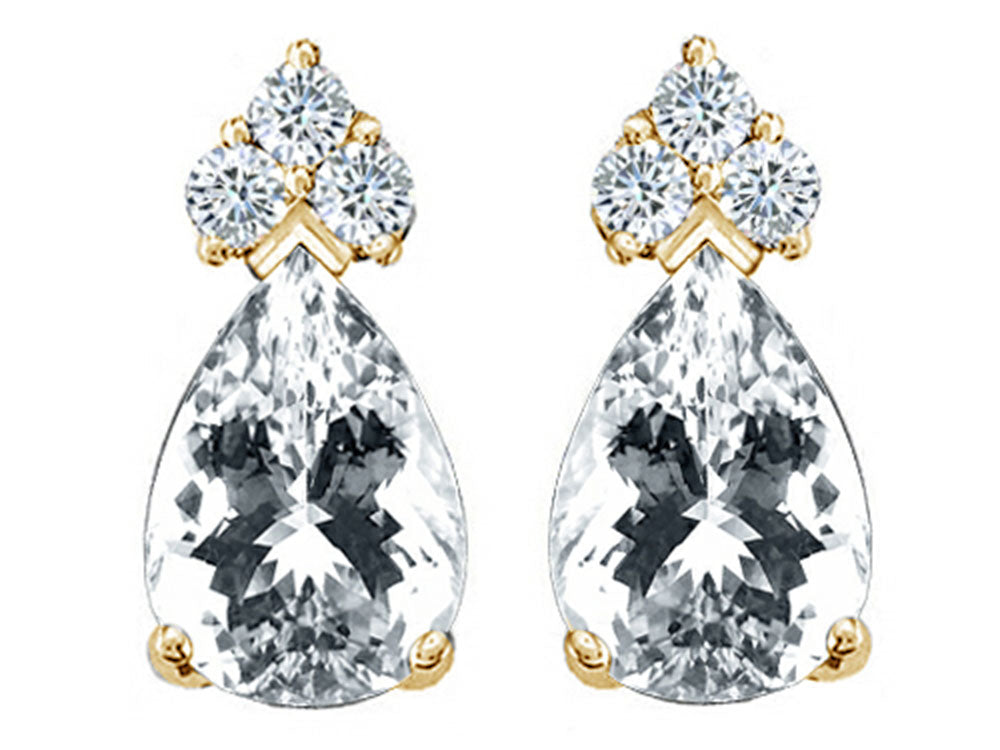 Tommaso Design™ Pear Shape 7x5mm Genuine White Topaz Pendant Necklace