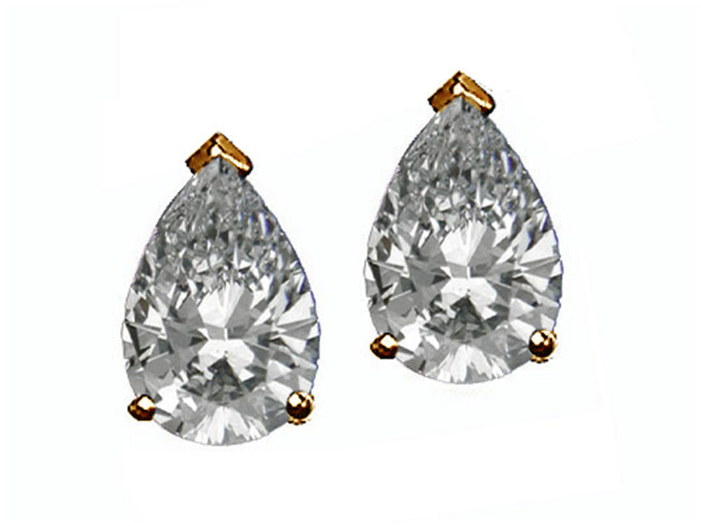 Tommaso Design™ Pear Shape 8x6mm Genuine White Topaz Earrings