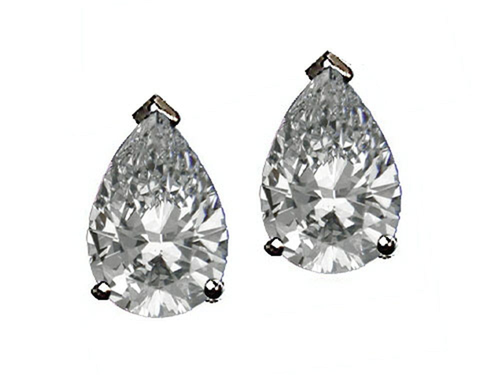 Tommaso Design™ Pear Shape 8x6mm Genuine White Topaz Earrings