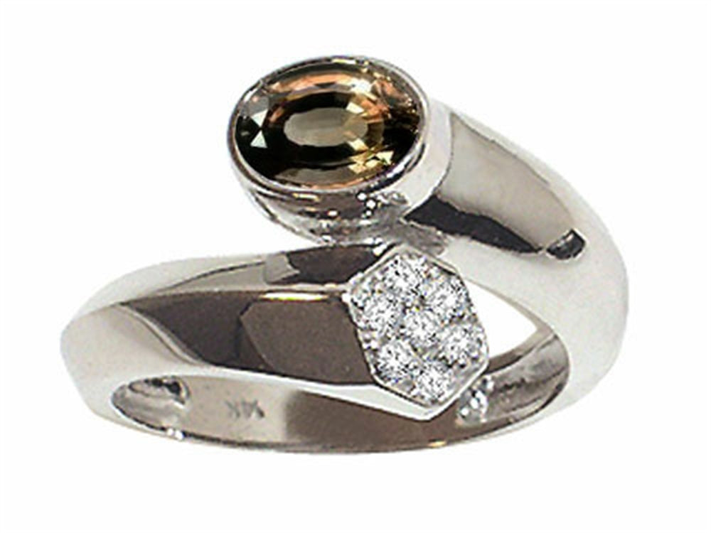 Tommaso Design™ Oval 7x5mm Genuine Smoky Quartz Ring