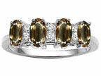 Tommaso Design™ Oval 5x3mm Genuine 4 Stone Smoky Quartz Ring