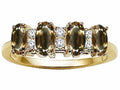 Tommaso Design™ Oval 5x3mm Genuine 4 Stone Smoky Quartz Ring