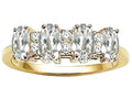 Tommaso Design™ Oval 5x3mm Genuine 4 Stone White Topaz Ring