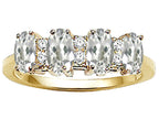Tommaso Design™ Oval 5x3mm Genuine 4 Stone White Topaz Ring