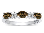 Tommaso Design™ Oval 5x3mm Genuine Smoky Quartz three stone oval band