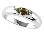 Tommaso Design™ Oval 6x4mm Genuine Smoky Quartz Birthstone Wedding Band