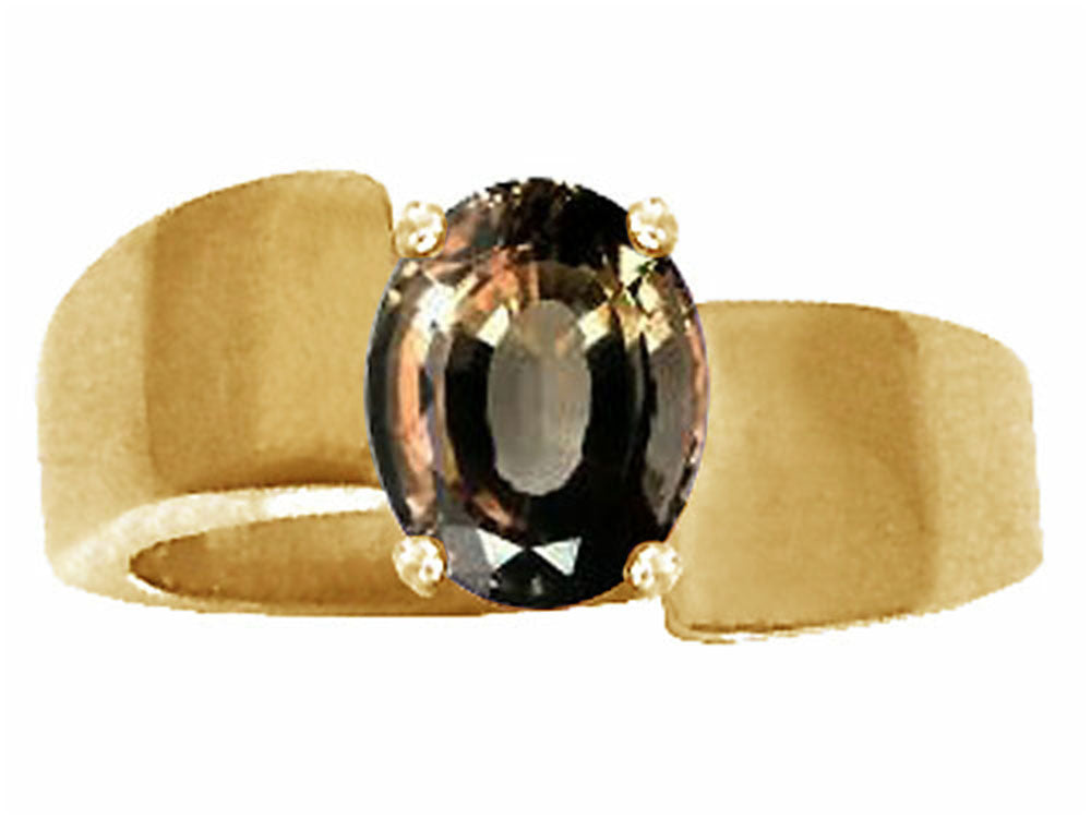Tommaso Design™ Oval 9x7mm Genuine Smoky Quartz Ring
