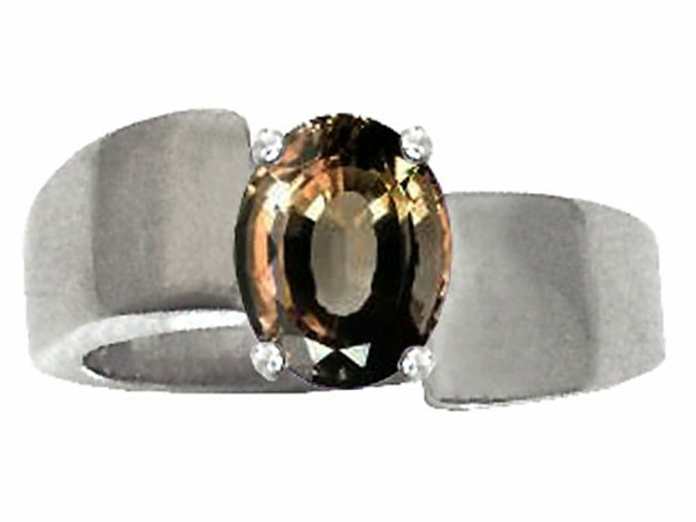 Tommaso Design™ Oval 9x7mm Genuine Smoky Quartz Ring