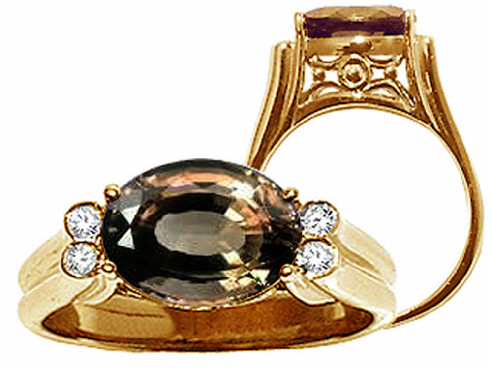 Tommaso Design™ Oval 10x8 mm Genuine Smoky Quartz Ring