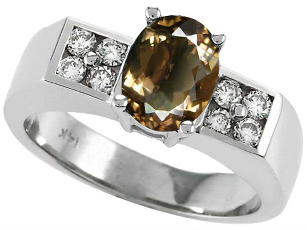 Tommaso Design™ Oval 8x6 mm Genuine Smoky Quartz Ring
