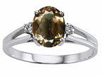 Tommaso Design™ Oval 8x6 mm Genuine Smoky Quartz Ring