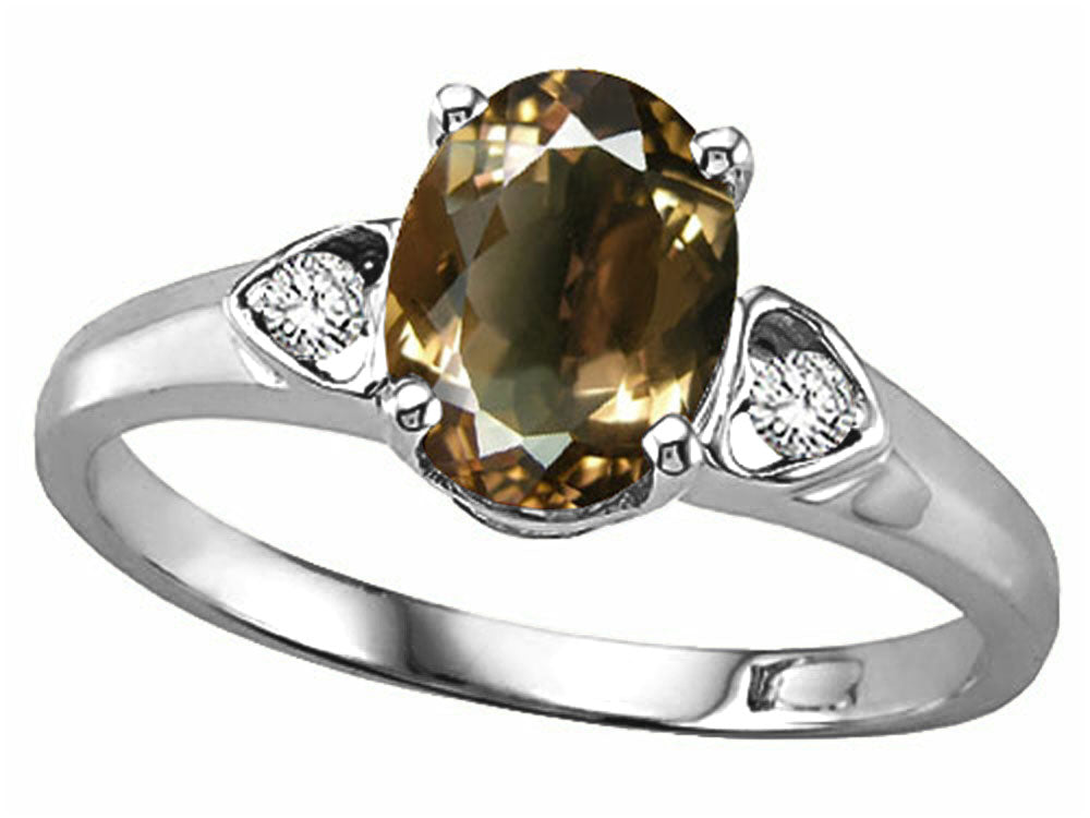 Tommaso Design™ Oval 8x6mm Genuine Smoky Quartz Ring