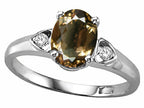 Tommaso Design™ Oval 8x6mm Genuine Smoky Quartz Ring